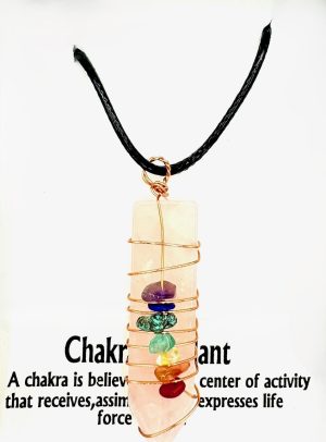 7 Chakra Gemstone Pendant Necklace (II) - Rose Quartz