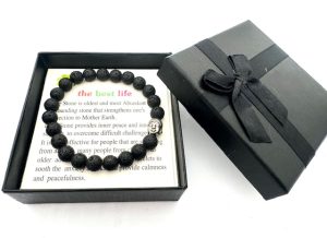 8mm Buddha Lava Stone Gemstone Bracelet – Gift Box Included