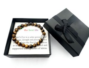 8mm Buddha Tiger Eye Gemstone Bracelet – Gift Box Included