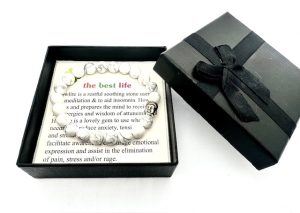 8mm Buddha White Howlite Gemstone Bracelet – Gift Box Included
