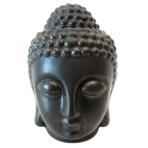 Black Ceramic Buddha Head Oil Burner (13 cm)