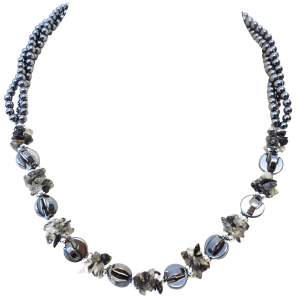 Black/Grey ,flower necklace