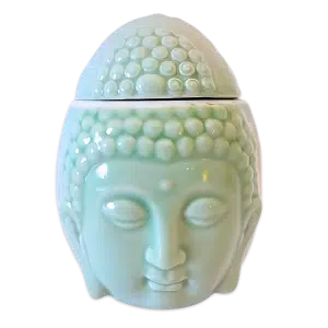 Ceramic Buddha Head Oil Burner Jade Green
