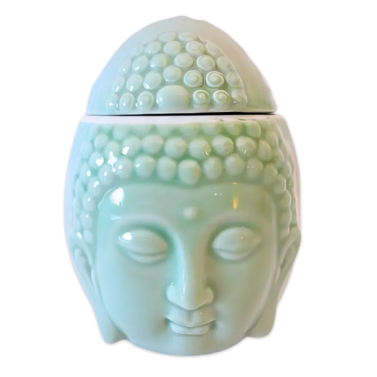 Ceramic Buddha Head Oil Burner Jade Green
