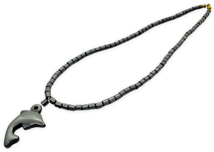 Elegant Dolphin Pendant with Hematite Bead Necklace