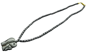 Elegant Elephant Pendant with Hematite Bead Necklace