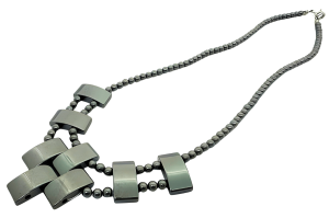 Elegant Geometric Cross Hematite Necklace