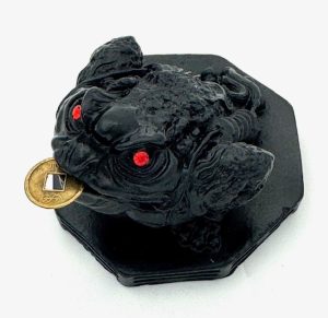 Feng Shui Frog with Lucky Coin - Black