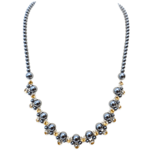 Hematite bead necklace with yellow diamond