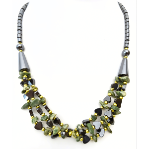 Hematite heart necklace green