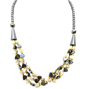 Hematite heart necklace rosequartz