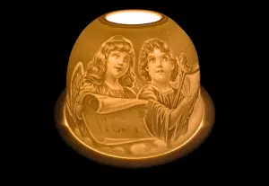 Porcelain Tea Light Holder 2 Cupids Music 9 cm