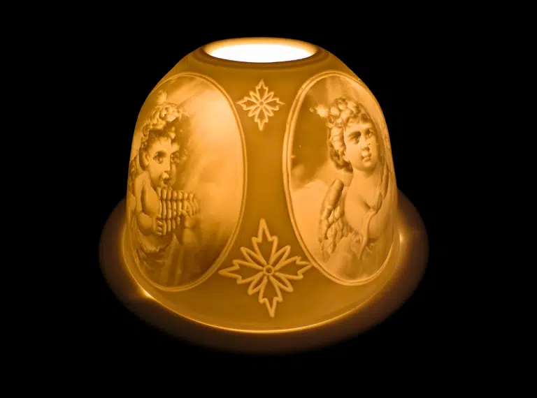 Porcelain Tea Light Holder Cupid Music 8 cm