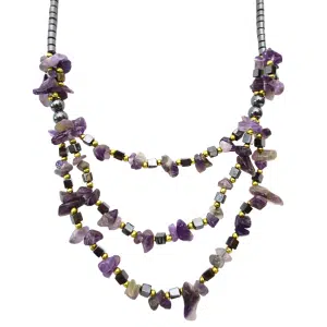 stone and haematite necklace Amethyst