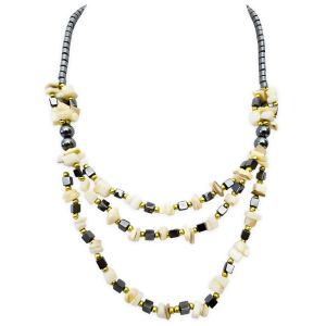 stone and haematite necklace Shell