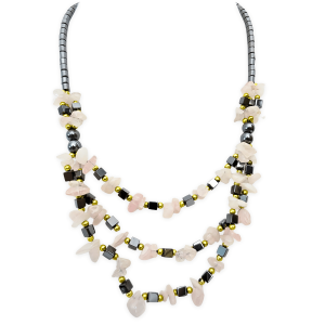 stone and hematite necklace Rosequartz