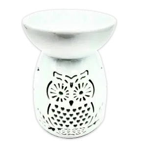White Oil Burner with Owl & Stars 11 cm